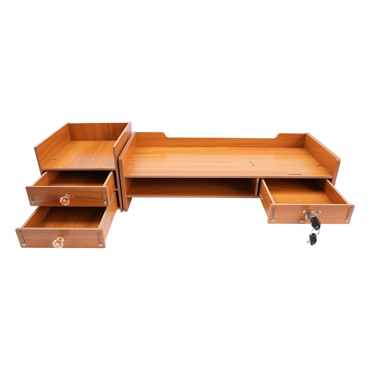 Tabletop Wooden Desk Organizer With Drawers