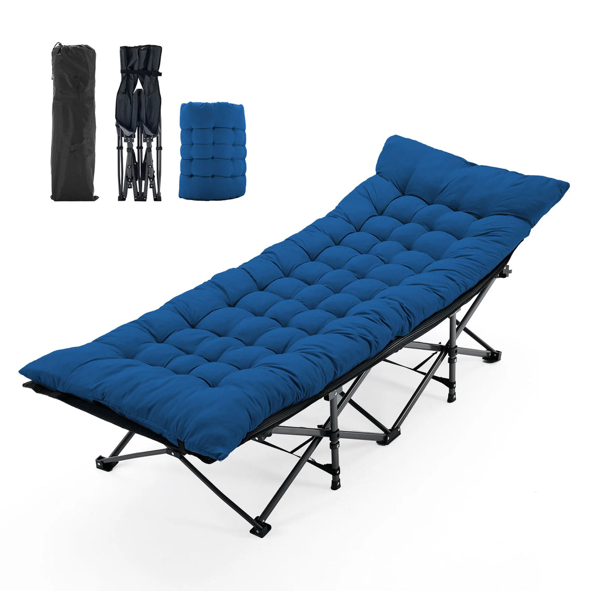 JHK Folding Camping Bed Lounge Chair Portable Outdoor Cot