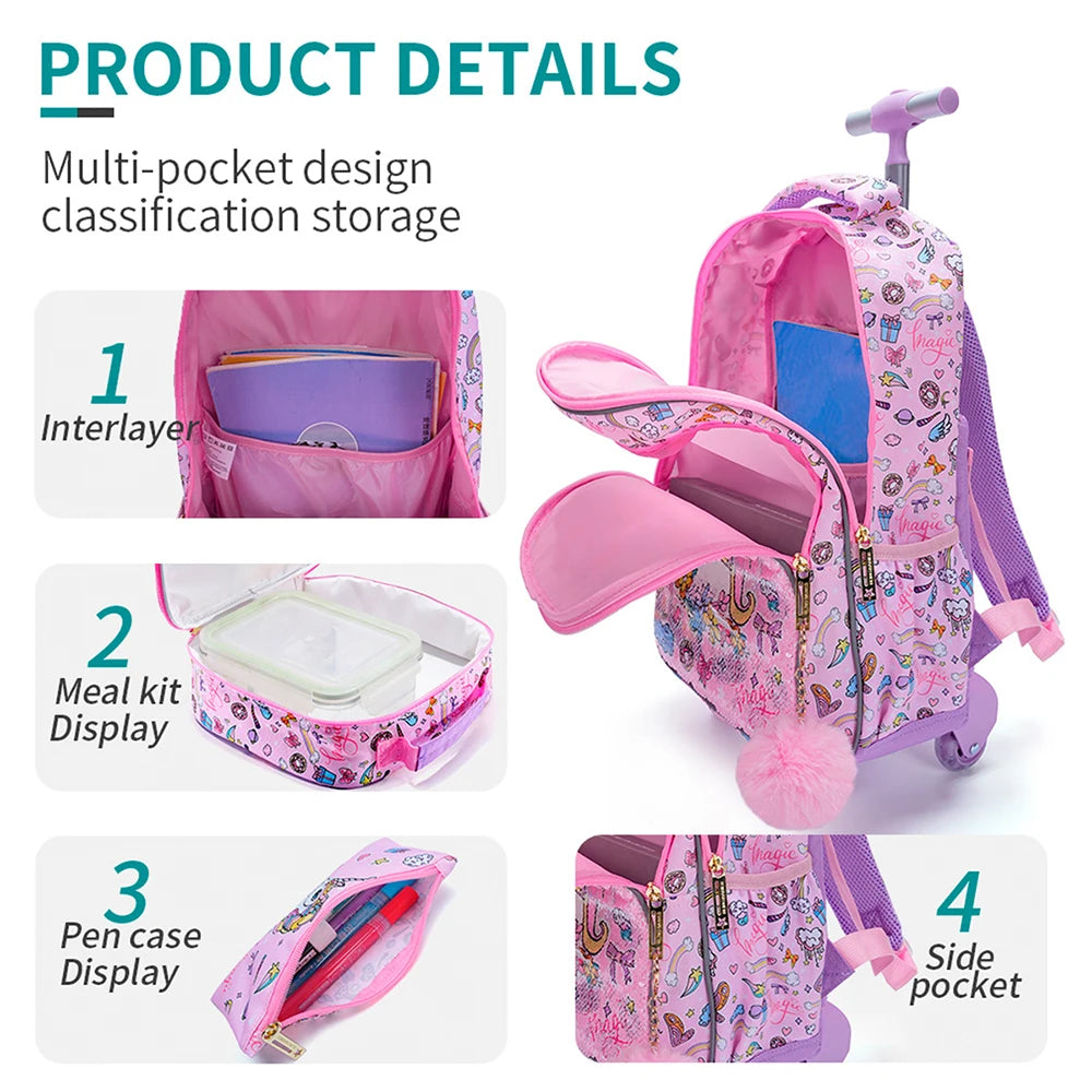 Bling Babies Girls Rolling Backpack Set