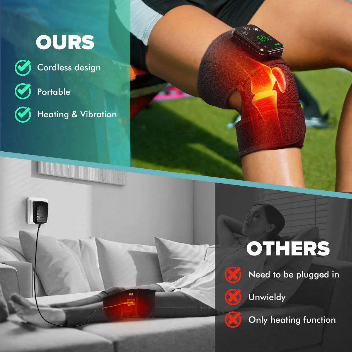 Hailicare Cordless Heated Knee Massager With Vibration