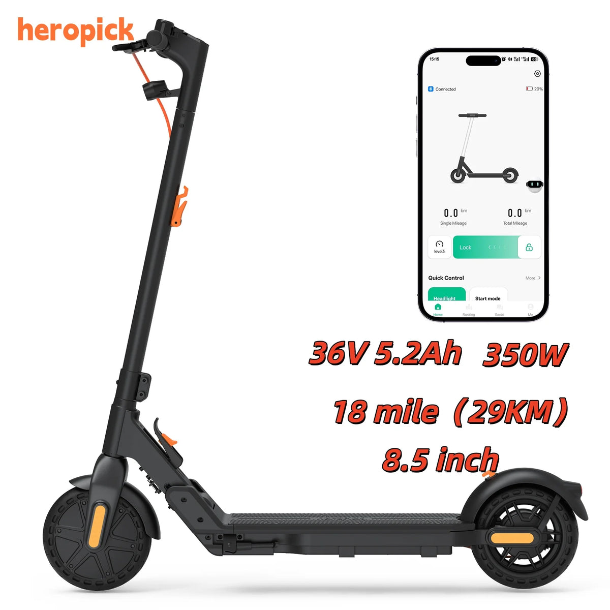 HeroPick C8 Electric Scooter 350W Foldable 19MPH