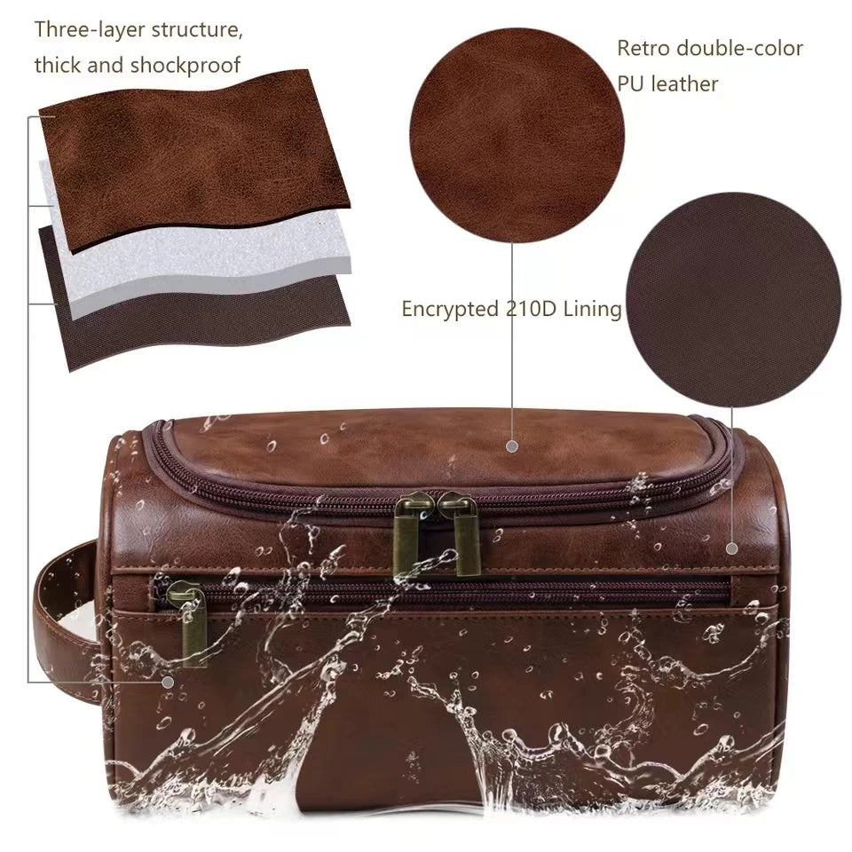 Leather Dopp Kit Toiletry Bag For Travel
