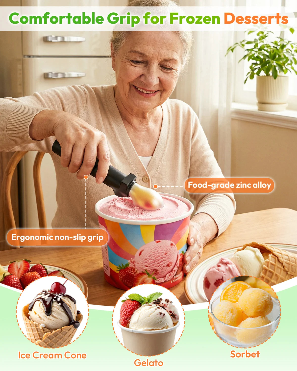 Rechargeable Heated Ice Cream Scoop With LED Display