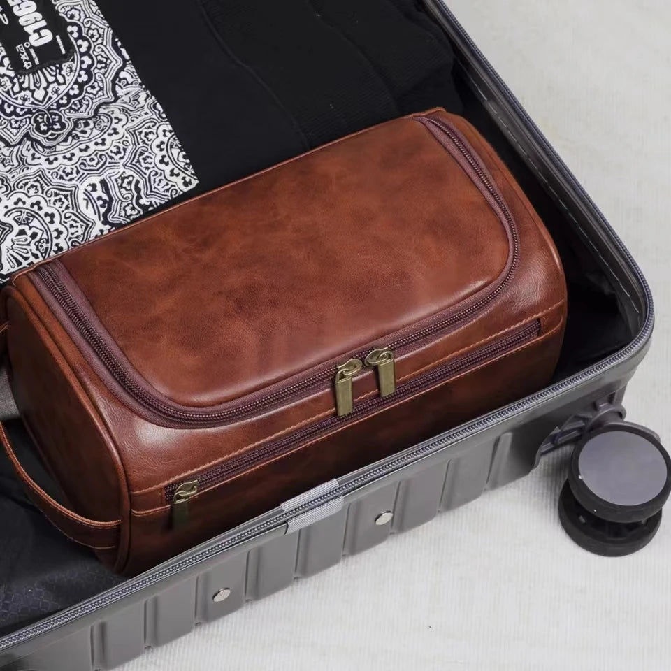 Leather Dopp Kit Toiletry Bag For Travel