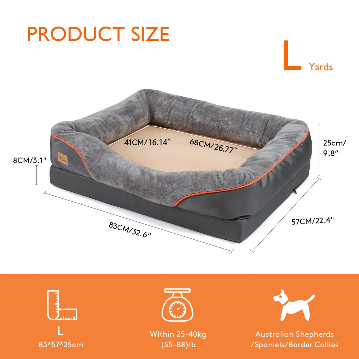 BINGOPAW Large Dog Bed With Washable Waterproof Cover