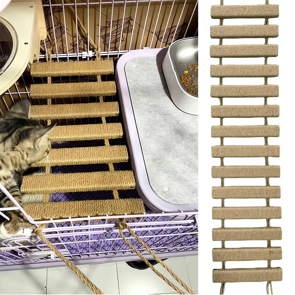 Cat Bridge Ladder for Cage Sisal Rope Wood Cat Furniture